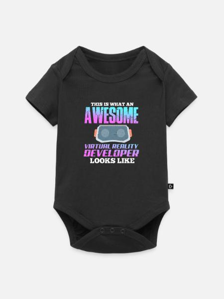 VR Virtual Reality Gamer Geschenk - Baby Premium Kurzarmbody - Schwarz