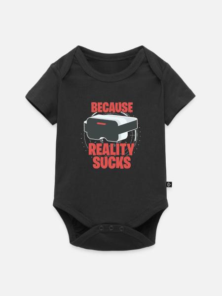 VR Virtual Reality - Baby Premium Kurzarmbody - Schwarz