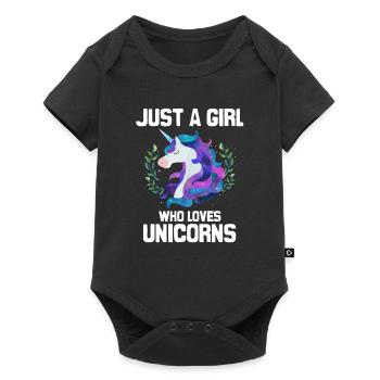 just a girl who loves Unicorns - Baby Premium short-sleeve bodysuit - black - Front