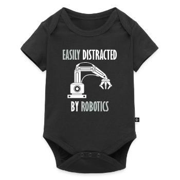 Abgelenkt von Robots Programming Coder Engineer - Baby Premium Kurzarmbody - Schwarz - Vorne