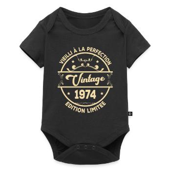 Vintage 1974 Idée Cadeau D Anniversaire Rétro 1974 - Body à manches courtes Premium Bébé - noir - Devant