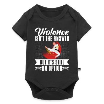 Karate Black Belt Gi Uniform - Baby Premium Kurzarmbody - Schwarz - Vorne