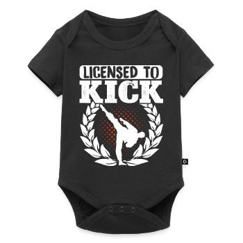 Karate Black Belt Gi Uniform - Baby Premium Kurzarmbody - Schwarz - Vorne