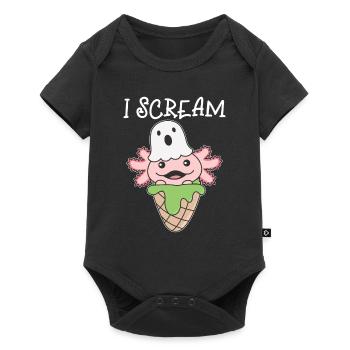 Axolotl Halloween Geist I Scream Eis Wortspiel - Baby Premium Kurzarmbody - Schwarz - Vorne