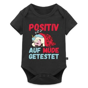 Positiv auf Müde getestet Unicorn Fun - Baby Premium Kurzarmbody - Schwarz - Vorne