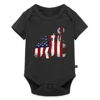 Farming Farmer American Flag Us - Baby Premium short-sleeve bodysuit - black - Front