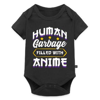 Drôle Anime Manga Design Déchets Humains - Body à manches courtes Premium Bébé - noir - Devant