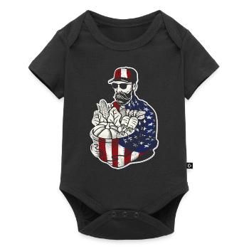 Farming Farmer American Flag Us - Baby Premium short-sleeve bodysuit - black - Front