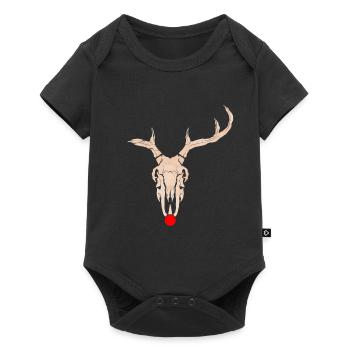 Rudolph Reindeer Skull With Red Nose Christmas - Baby Premium Kurzarmbody - Schwarz - Vorne