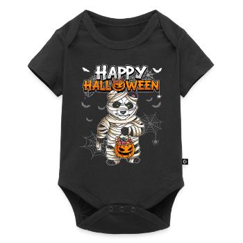 Halloween Panda Mumie - Baby Premium Kurzarmbody - Schwarz - Vorne