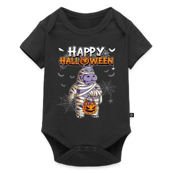 Maman d’Hippopotame d’Halloween - Body à manches courtes Premium Bébé - noir - Devant