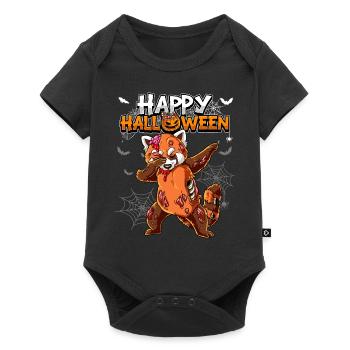 Halloween Roter Panda Zombie - Baby Premium Kurzarmbody - Schwarz - Vorne