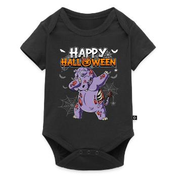 Halloween Nilpferd Zombie - Baby Premium Kurzarmbody - Schwarz - Vorne
