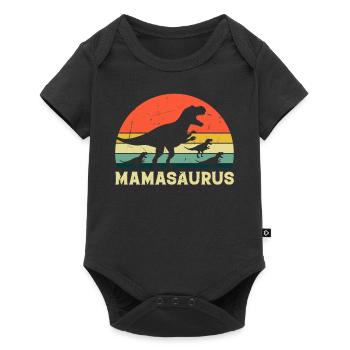 Mamasaurus with three Kids - Mama Dinosaur Mamasau - Baby Premium short-sleeve bodysuit - black - Front
