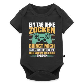 A day without Video Games Gamer Gaming Zocker - Baby Premium Kurzarmbody - Schwarz - Vorne