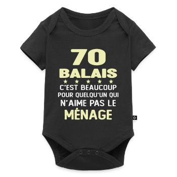 70 balais Drôle Cadeau Anniversaire 70 ans - Body à manches courtes Premium Bébé - noir - Devant