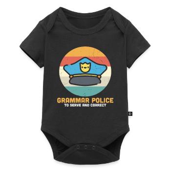 Police grammaticale pour servir et corriger les citations drôles - Body à manches courtes Premium Bébé - noir - Devant