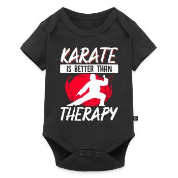 Karate Black Belt Gi Uniform - Baby Premium Kurzarmbody - Schwarz - Vorne
