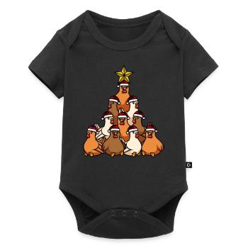 Poulet arbre de Noël - Body à manches courtes Premium Bébé - noir - Devant