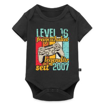 Level 16 freigeschaltet legendär seit 2007 - Baby Premium Kurzarmbody - Schwarz - Vorne