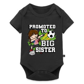 Promoted To Big Sister Soccer Player American Flag - Baby Premium Kurzarmbody - Schwarz - Vorne