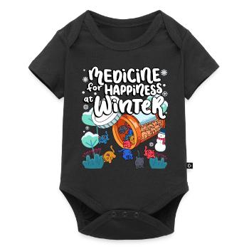 Medicine to Happiness at Winter Cat Gummies - Baby Premium short-sleeve bodysuit - black - Front
