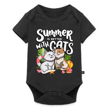 Der Sommer Ist Besser Mit Katzen Summer Pet Lover - Baby Premium Kurzarmbody - Schwarz - Vorne
