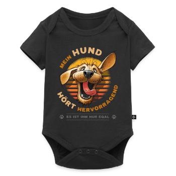 Mein Hund hört hervorragend Lustiger Hunde Spruch - Baby Premium Kurzarmbody - Schwarz - Vorne