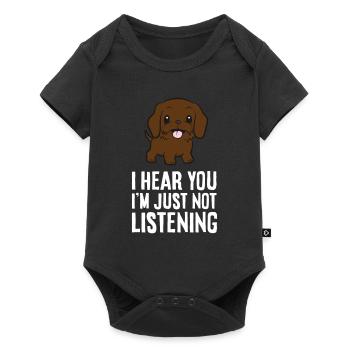 I Hear You I'm Just Not Listening Love - Baby Premium Kurzarmbody - Schwarz - Vorne
