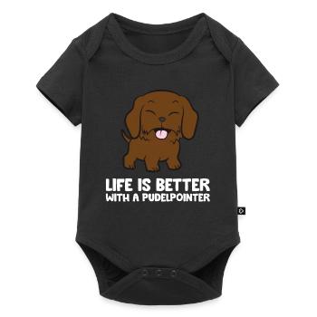 Life Is Better With A Pudelpointer Dog - Baby Premium Kurzarmbody - Schwarz - Vorne