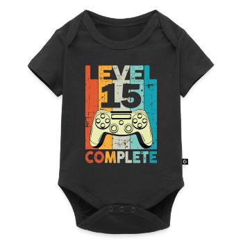 Level 15 Complete Gaming Birthday - Baby Premium short-sleeve bodysuit - black - Front