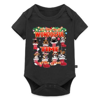 Période merveilleuse de l’année - Chiens mignons Noël - Body à manches courtes Premium Bébé - noir - Devant