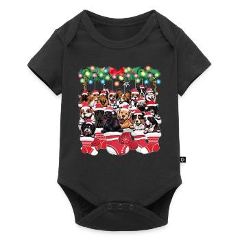 Chiens mignons pour Noël - Amoureux des chiens de noël - Body à manches courtes Premium Bébé - noir - Devant