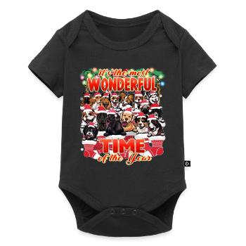 Conceptions de chiens de Noël - Drôles de chiens mignons Noël - Body à manches courtes Premium Bébé - noir - Devant
