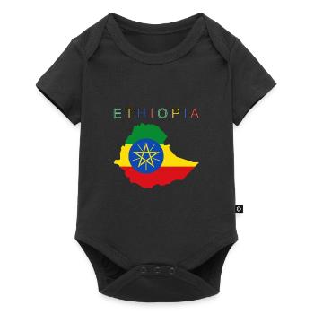 Drapeau de la carte de l’Éthiopie - Body à manches courtes Premium Bébé - noir - Devant
