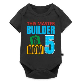 This Builder Is Now 5, Toy Blocks 5th - Baby Premium short-sleeve bodysuit - black - Front
