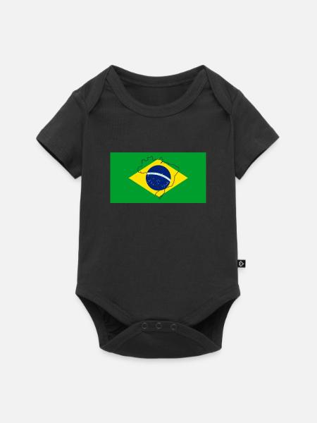 Brasilien Flagge - Baby Premium Kurzarmbody - Schwarz