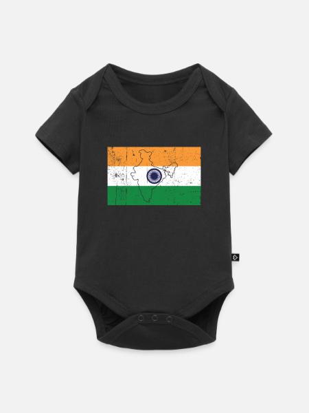Indien Flagge - Baby Premium Kurzarmbody - Schwarz