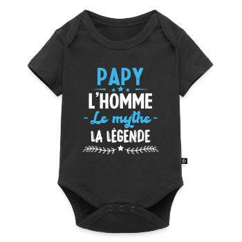 Papy l'homme le mythe la légende humour cadeau - Body à manches courtes Premium Bébé - noir - Devant