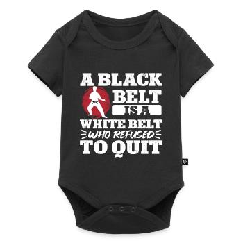 Karate Black Belt Gi Uniform A - Baby Premium Kurzarmbody - Schwarz - Vorne
