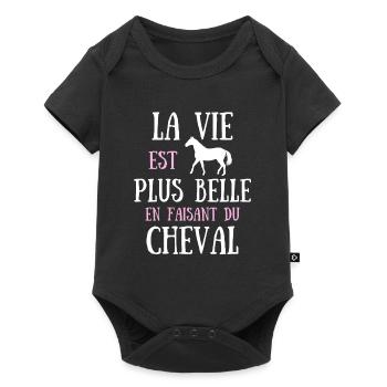 Cheval femme vie plus belle humour fille cadeau - Body à manches courtes Premium Bébé - noir - Devant