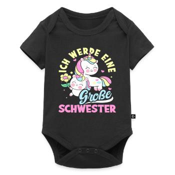 Süßes Ich Werde Große Schwester Einhörner - Baby Premium Kurzarmbody - Schwarz - Vorne