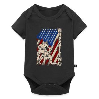 American Wrestling Patriotic Wrestlers Usa Flag - Body à manches courtes Premium Bébé - noir - Devant