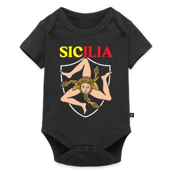 Drapeau de la Sicile Sicile Palerme Italie - Body à manches courtes Premium Bébé - noir - Devant