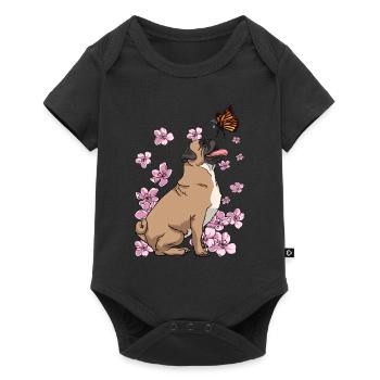 Carlin Papillon Japonais Sakura Fleur de Cerisier - Body à manches courtes Premium Bébé - noir - Devant