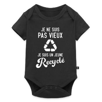 Je ne suis pas vieux je suis un jeune recyclé - Body à manches courtes Premium Bébé - noir - Devant
