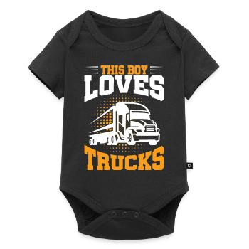 Camion, Camion, Camion, Garçon, Garçon, Enfant - Body à manches courtes Premium Bébé - noir - Devant