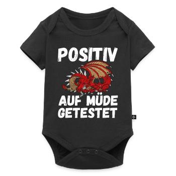 Positiv auf Müde getestet Drache Fun - Baby Premium Kurzarmbody - Schwarz - Vorne