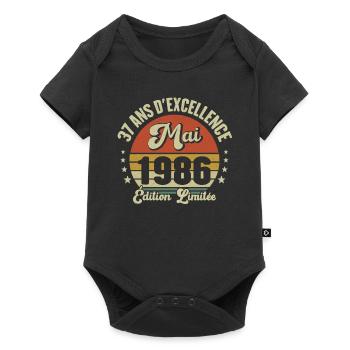 May 1986 37 Years Anniversary Vintage Gift Idea - Baby Premium short-sleeve bodysuit - black - Front
