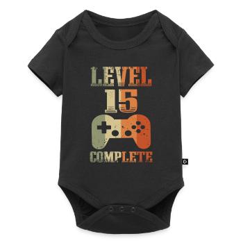 15th Birthday Level 15 Years Unlocked Gamer - Baby Premium short-sleeve bodysuit - black - Front